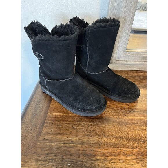 Koolaburra Ugg Boots Women’s 5 Short Black Suede Pull On Winter‎ - Picture 1 of 6